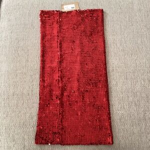 Red Sequin Strapless Elastic Dress